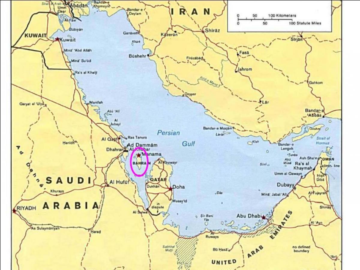 zemljevid Bahrajnu otok 