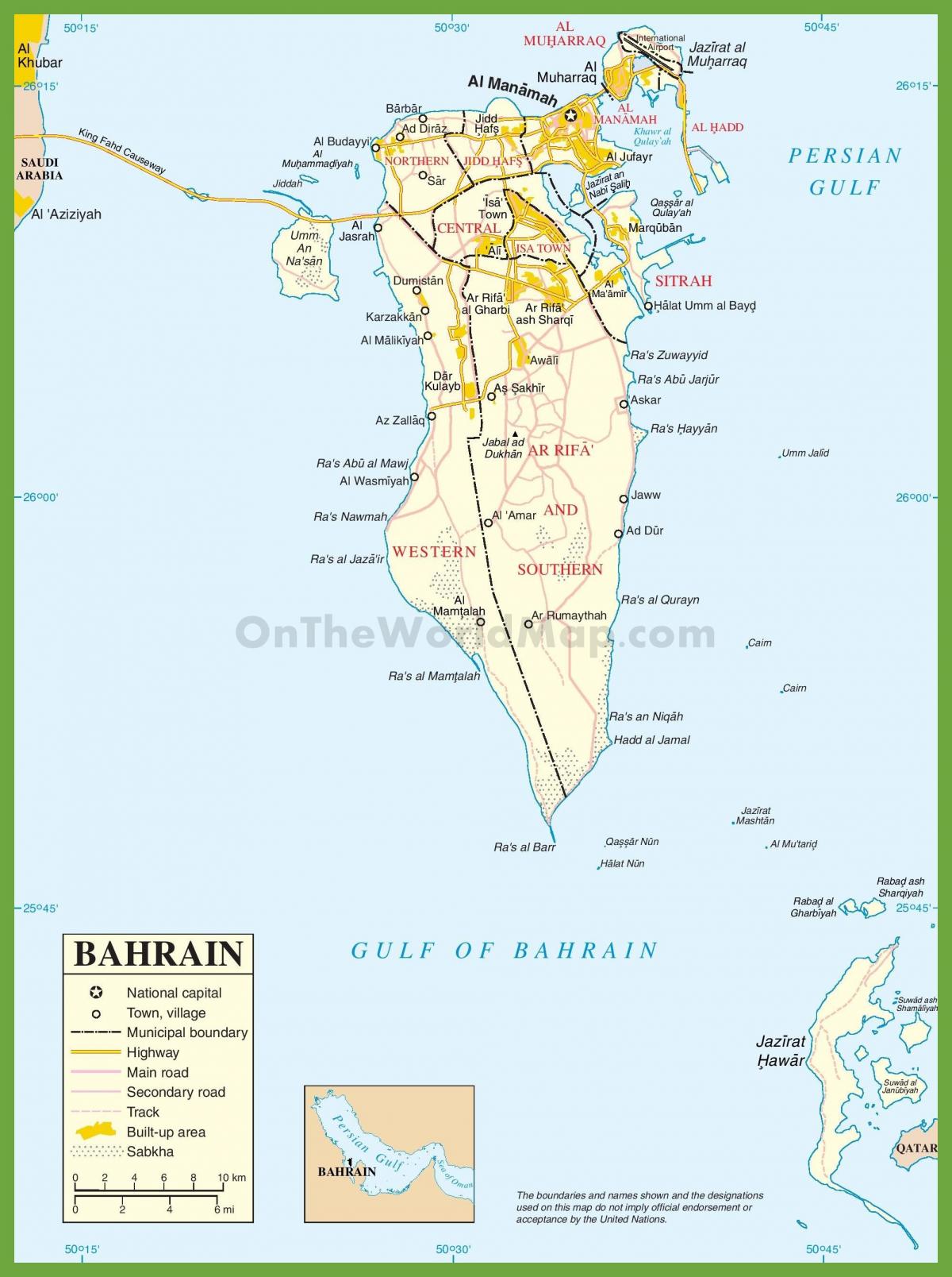 Bahrajn mest zemljevid