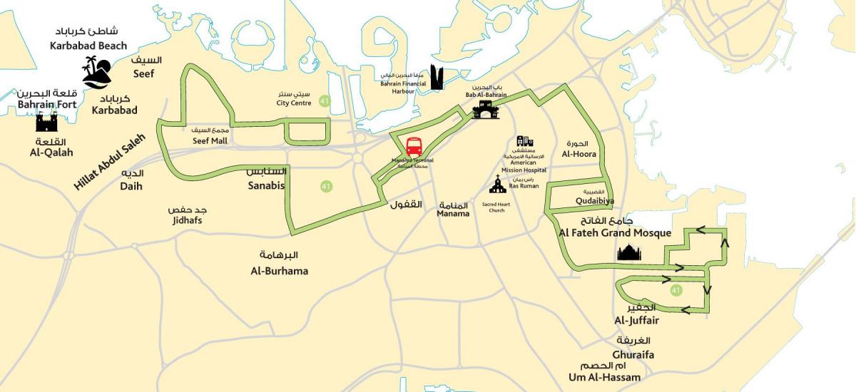 zemljevid city center v Bahrainu