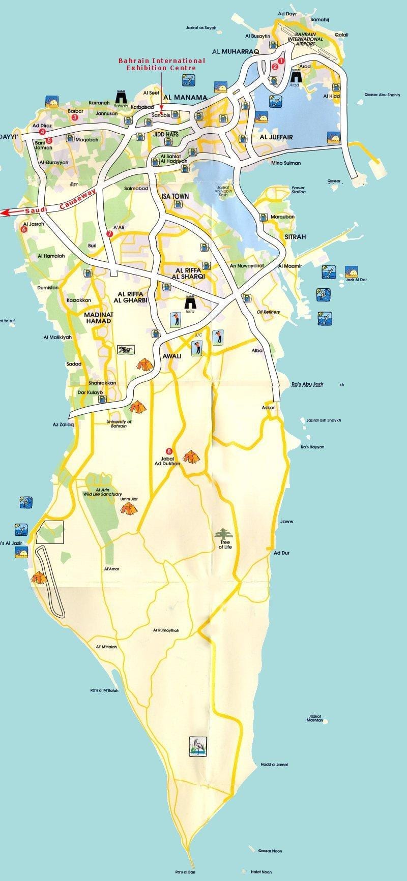 zemljevid Bahrajnu turističnih